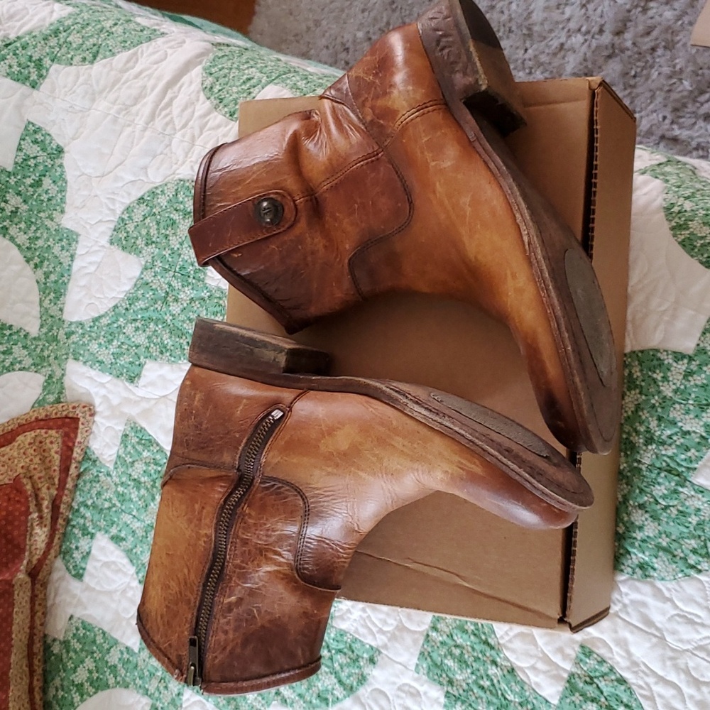 Frye Tan Leather Ankle Booties